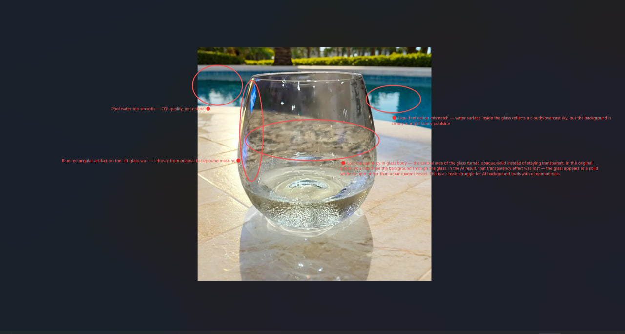Glass by pool — the faceplant